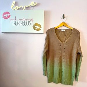 NWOT Macaron Light Brown to Mint Green Ombré Sweater
